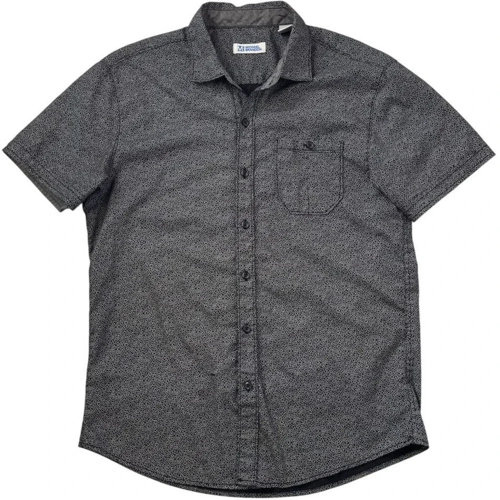 Michael Brandon Mens Patterned Casual Button Down Shirt, Michael Brandon 527
